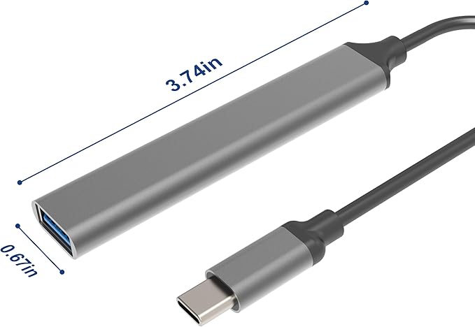 USB C Hub Adapter 4-in-1 by PowerEnvy – with 5Gbps USB 3.0 & 3×USB 2.0 Ports – Multiport Splitter for MacBook, iPad Pro, Dell XPS, More USB-C Devices