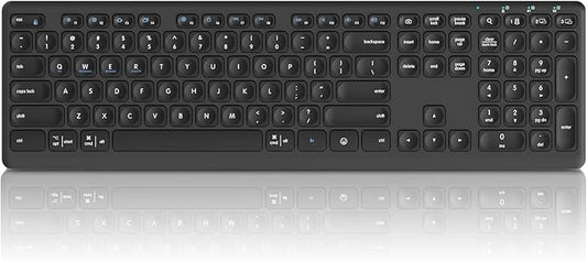 K9300 Multi-Functional Keyboard, 2.4G Wireless USB and Dual Bluetooth, Support Multi Device Switching, Full Size, Scissor-Switch Keys Silent Design for Computer, Laptop, MacBook and iPad.