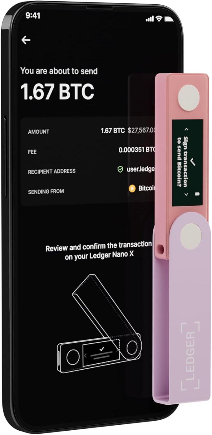 Ledger Nano X - Secure and manage your crypto & NFTs on-the-go with our Bluetooth-enabled hardware wallet (Pastel Pink)