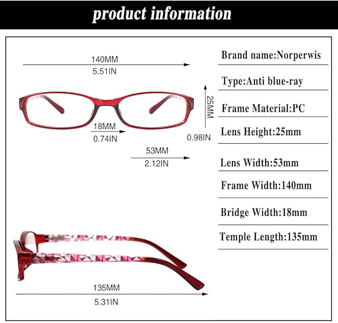 NORPERWIS 6 Pack Ladies Reading Glasses for Women Blue Light Blocking Spring Hinge Fashion Eyeglasses Readers for Women (Mix Color-2, 1.50, multiplier_x)