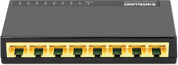 Intellinet 8 Port Gigabit Ethernet Switch – 10 / 100 / 1000 Mbps - Computer Desktop Internet Networking Splitter LAN Hub Router – Unmanaged – Plug & Play - Fanless Quiet – 3 Yr Mfg Warranty – 561754