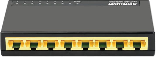 Intellinet 8 Port Gigabit Ethernet Switch – 10 / 100 / 1000 Mbps - Computer Desktop Internet Networking Splitter LAN Hub Router – Unmanaged – Plug & Play - Fanless Quiet – 3 Yr Mfg Warranty – 561754