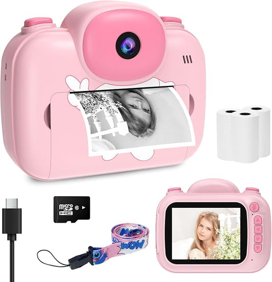 Kids Camera Instant Print 3.5 Inch, Instant Print Camera for Kids Pint Photos, Kids Instant Digital Print Camera, Toddler Toys Camera for 3-12 Years Old Girls Birthday