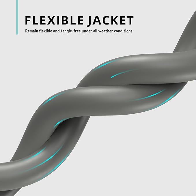 12ft Indoor Outdoor Extension Cord - 12/3 SJTW Heavy Duty Extension Cable with 3 Prong Grounded Plug for Safety -15Amp 1875W Gray Electric Cord Great for Garden, Appliances