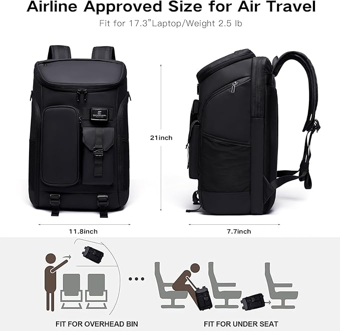 Carry on Travel Backpack for Men Women,30L Multi-Pocket 17.3inch Laptop Backpack, Sports Gym Tennis Badminton Backpack with Shoe Compartment-Black