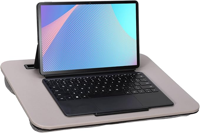 Portable Laptop Desk Fits Up to 16“ Laptops, with Tablet Slot, Built-in Cushion, Great for Home & Office,Lap Desk for Laptop,Lap Desk with Cushion (Gray, Medium)
