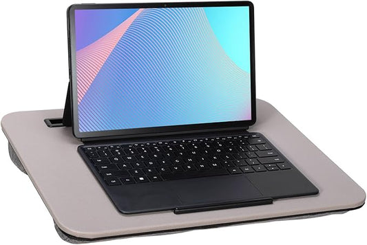 Portable Laptop Desk Fits Up to 16“ Laptops, with Tablet Slot, Built-in Cushion, Great for Home & Office,Lap Desk for Laptop,Lap Desk with Cushion (Gray, Medium)