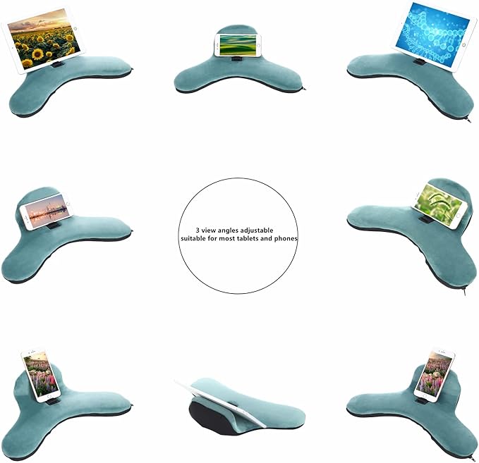 Phone Wrist Support/Soft Pillow Stand/2021 New Multi-Angle Tablet Stand/Phone Holder/Pillow Lap Pad Stand,for Ipad,Phones,Tablets, Ereaders,Books(Malachite-Green)
