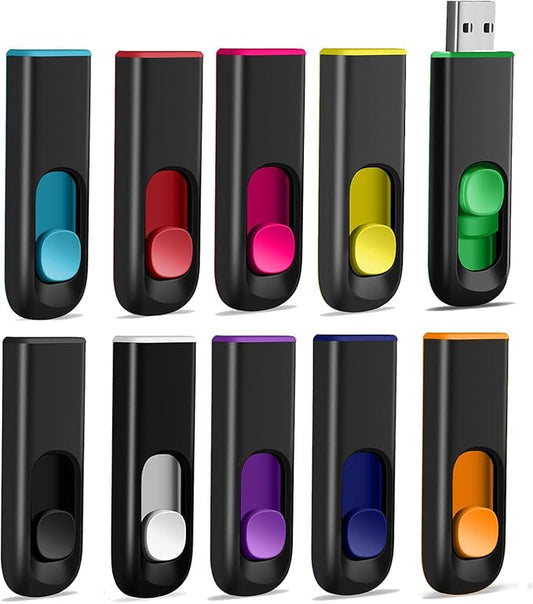 10 Pack 16GB USB Flash Drive, USB 2.0 Memory Stick Thumb Drive Pen Drives Jump Drive for Data Storage Multiple Colors