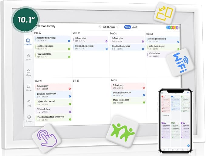Digital Wall Calendar with Touchscreen, 10 inch Smart Calendar, Electronic Calendar for Family, WiFi Family digital calendar Chore Chart, Wall Planner, WiFi Digital Picture Frame