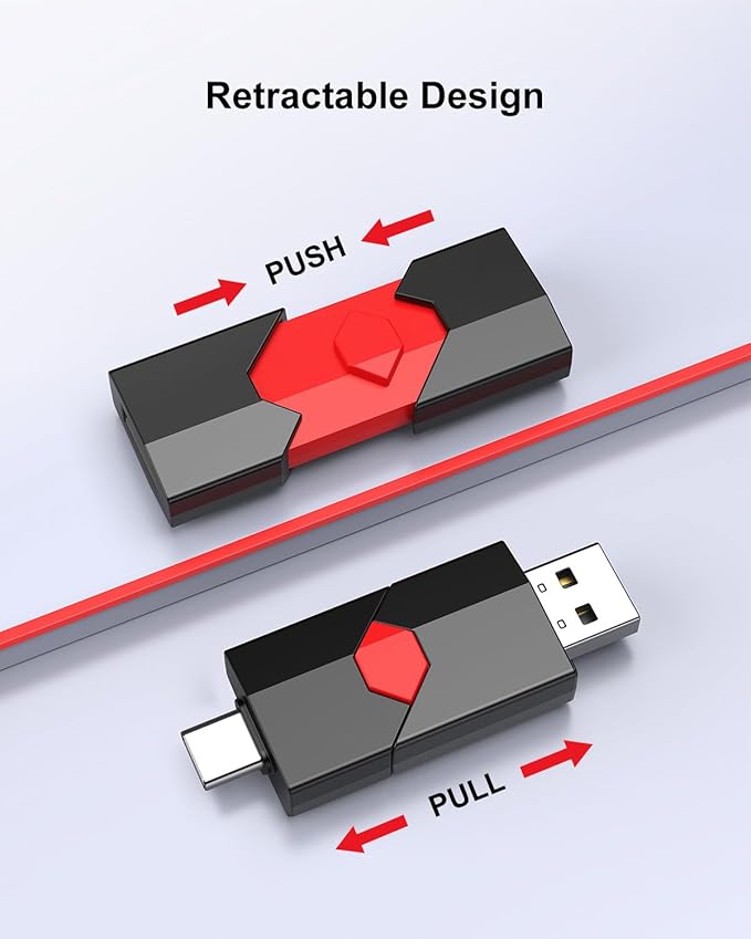 Aiibe 128GB USB C Flash Drive 2 Pack Type C + USBA 128GB USB Drives Push-Pull USB2.0 Memory Stick Thumb Drive for iPhone 15 Android Phones Tablet Computer (2 Pack)