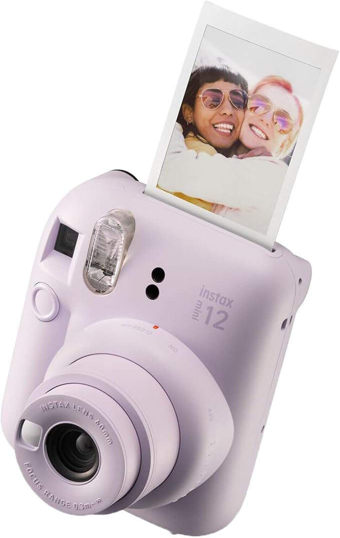 Fujifilm Instax Mini 12 Instant Camera Lilac Purple Bundle with Fuji Instax Mini Film Value Pack (100 Sheets) + Protective Carrying Case + Photo Album + Microfiber Cleaning Cloth