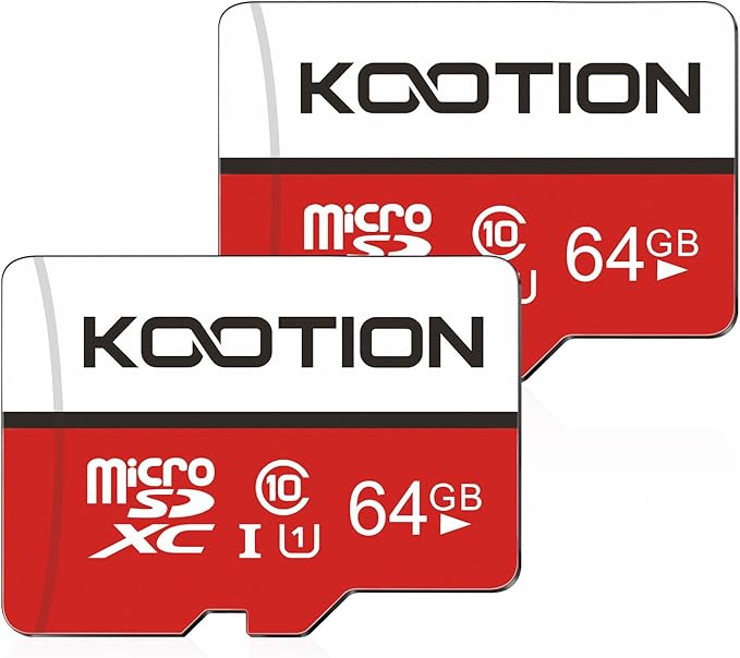 KOOTION 64GB Micro SD Card 2 Pack, Micro SDXC Memory Card Class 10 Micro SD Cards UHS-I, C10, U1, High Speed TF Flash Card with Adapter
