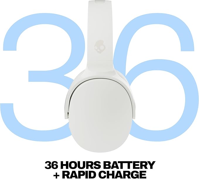 Skullcandy Hesh Evo Wireless Over-Ear Bluetooth Headphones, Noise Isolating, Up to 36 Hours Battery, Foldable Lightweight Design, Microphone for iPhone Android - Bone