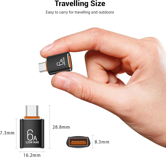 10 Pack 10Gbps/120W USB C to USB3.1 Adapter,Black Type C Male to USB Female Adapter for Smartphone, PC, Laptop, Tablet, Keyboard etc.