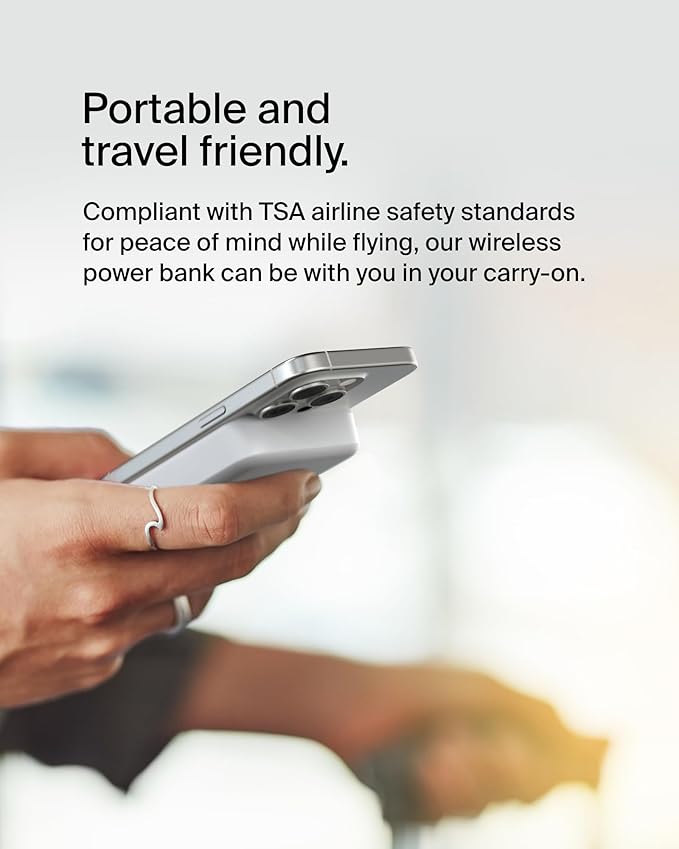 Belkin Portable Charger, Power Bank 10000 mAh w/ Qi2, iPhone Charger - MagSafe Charger w/Built-in Pop-up Kickstand for iPhone 17, Air, Pro, Pro Max, Google Pixel 10, etc. - White