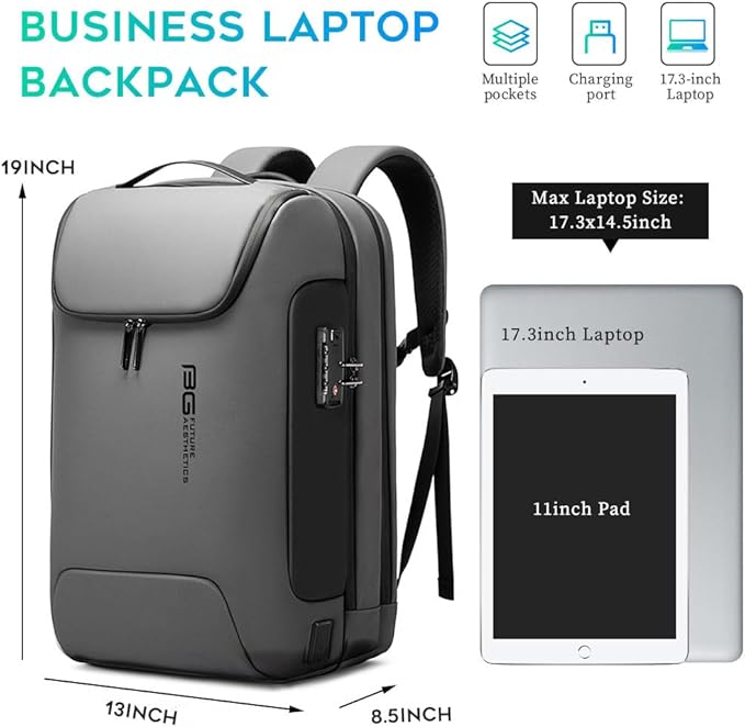 BANGE Anti Theft Backpack With TSA Lock,Waterproof Backpacks With YKK Zipper, High Tech Business Backpack For Men And Women, Laptop Backpack Fits For 17.3 Inch Notebook…