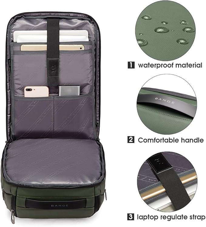 BANGE Business Smart Backpack Waterproof fit 15.6 Inch Laptop Backpack with USB Charging Port,Travel Durable Backpack