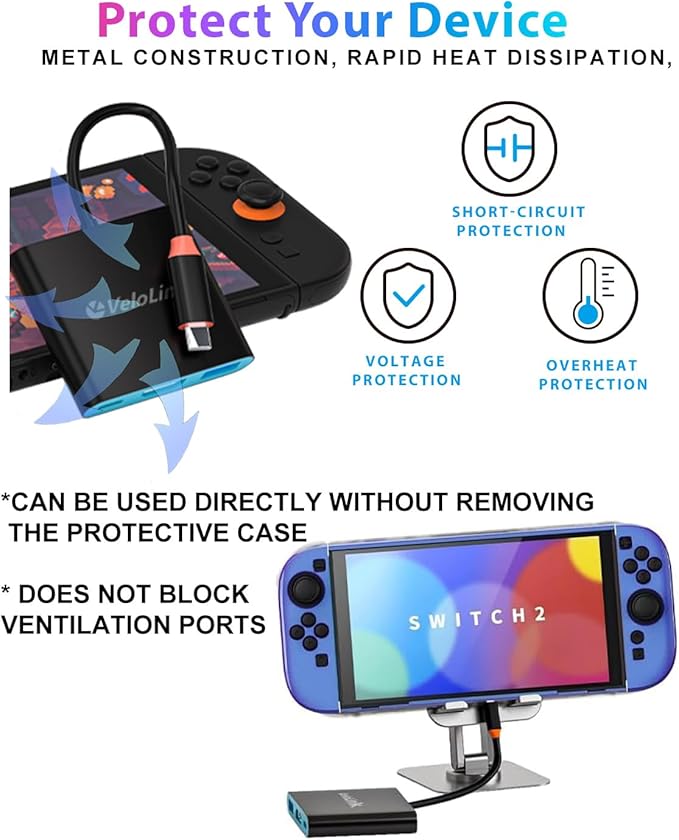 Switch 2 Dock for Switch 2 Docking Station Switch 2 Portable TV Dock USB c to hdmi Compatible with Switch1/ Switch 2, USB C Hub Compatible with MacBook,Laptops (Switch 2 Dock+ Stand)