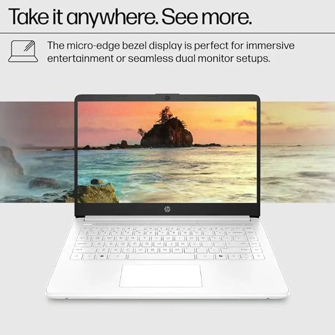 HP Ultrabook, Intel CPU, 8GB RAM, 1.6TB Storage (64GB OnBoard w/ 512GB Portable Drive + 1TB OneDrive), Up to 12 Hours Battery Life, Windows 11 Pro, Snowflake White, w/WOWPC 3-in-1 Bundle