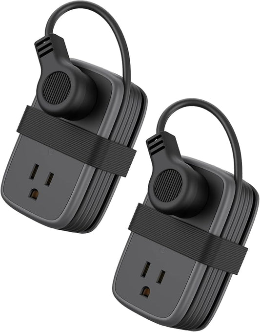 2 Pack Power Strip with USB Ports, 4 Outlets 3 USB Ports, NTONPOWER Small Power Strip with 4ft Short Extension Cord Retractable, Compact Size for Travel, Home Office, Hotel, Black