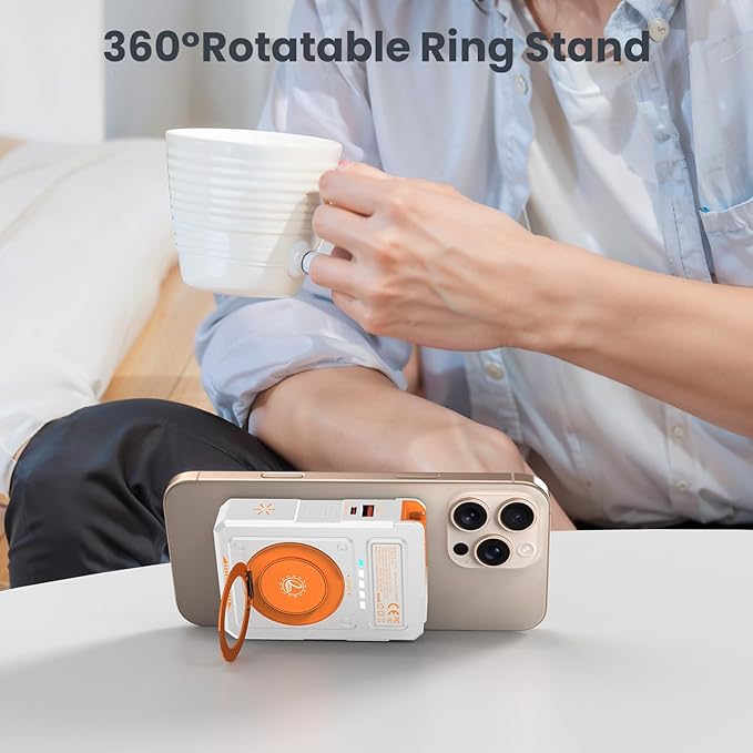 for Magsafe Battery Pack 10000mAh,5-in-1 Magnetic Power Bank Built in AC Plug,Magnetic Wireless Portable Charger for Apple Watch,22.5W Fast Charging Power Bank for iPhone 16 Pro Max/15/14/13/12 Mini