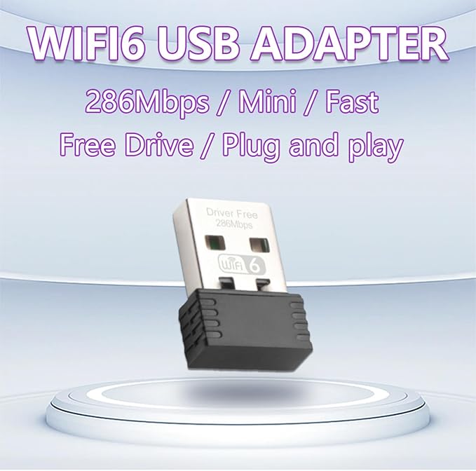 USB WiFi Adapter for Desk PC Laptop Windows 7 10 11, WiFi 6 300Mbps 2.4GHz Wireless Network Receiver, 802.11ax Mini USB Wi-Fi LAN Card, Driver-Free, External Network Card
