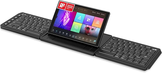 MP Mobile Pixels Tetra Keyboard with 8" Touchscreen, Customizable Hotkeys Wireless Ergonomic Keyboards, 3 Modular Layouts, Bluetooth Connectivity, USB-C Charging, Portable Keyboard for Windows/Mac