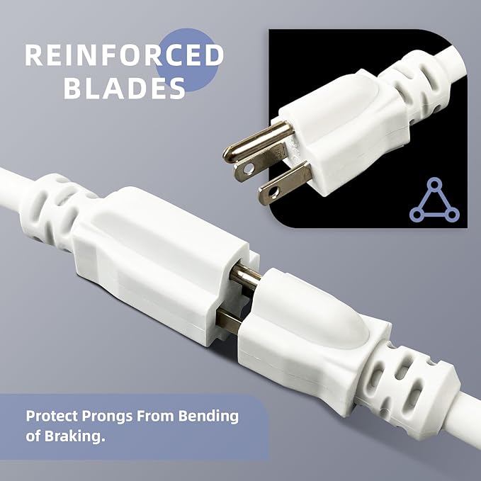 EP 10 Ft Outdoor Extension Cord, 12/3 SJTW Heavy Duty Extension Cable with 3 Prong Grounded Plug, 15 AMP Power Cord for Lawn, Garden, Appliances, White