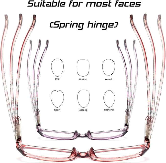 Reading Glasses Women Blue Light Blocking - Set of 2 Pattern Design Value Computer Readers (Purple/Red, 1.5)