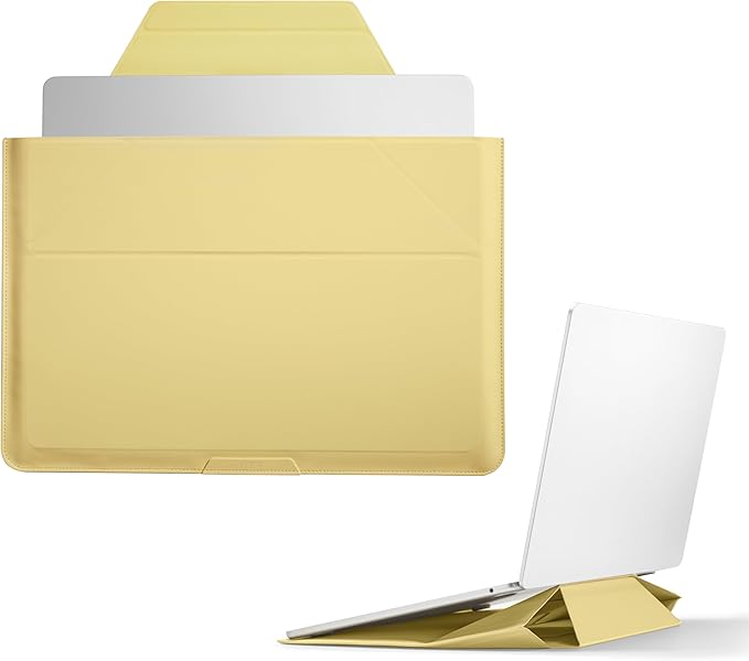 MOFT Laptop Carry Sleeve, 2-in-1 Laptop Bag & Stand for 15"-16" MacBook Air/Pro & Dell/HP/Lenovo/Asus, Stylish Slim Computer Sleeve Bag with Expandable Storage for Computer Accessories, Panna Cotta