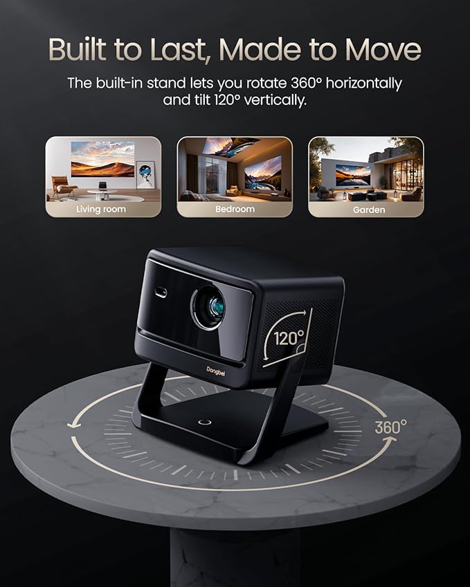Dangbei DBOX02 Pro 4K Projector GTV, 2000 ISO Lumens, HDR10+, Dolby Audio, 3D Ready, Auto Keystone/Focus, 300" Screen, WiFi & Bluetooth Home Theater Projector for Bedroom