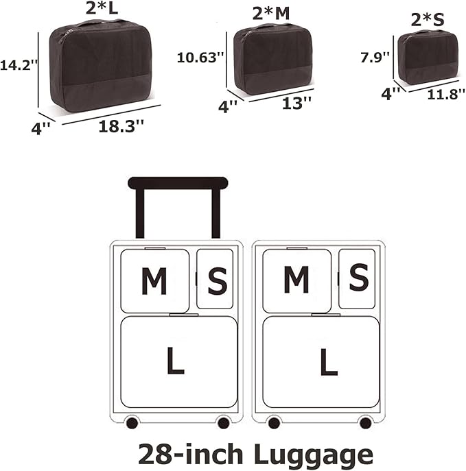 DoubleTrip Packing Cubes for Suitcases Carry on Luggage Organizer 6 Set Travel Accessories Lightweight Storage Bag Space Saver Clothes Pouch Large