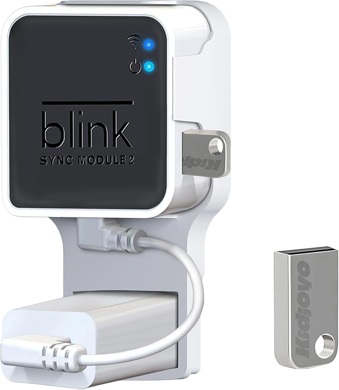 256GB Blink USB Flash Drive & Wall Mount for Blink Sync Module 2 with Short Cable – Declutter, Save Space, and Effortlessly Enhance Security (1 Pack)