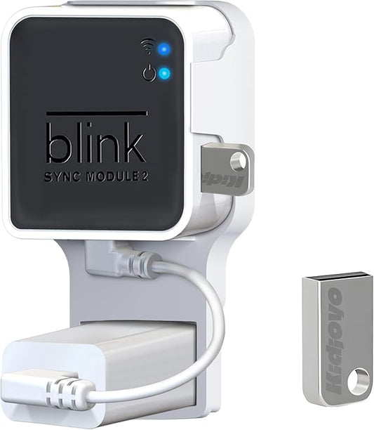 256GB Blink USB Flash Drive & Wall Mount for Blink Sync Module 2 with Short Cable – Declutter, Save Space, and Effortlessly Enhance Security (1 Pack)