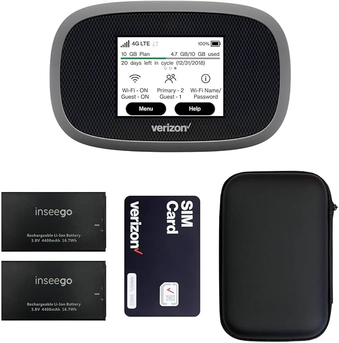 Verizon Wireless Jetpack Inseego MiFi 8800L | Free VPN Mobile Hotspot for Travel | 4G Mobile Portable WiFi | Unlocked Globally | Near 5G Speed up to 1200 Mbps | EVDO-LINK Bundle - Verizon Sim Card