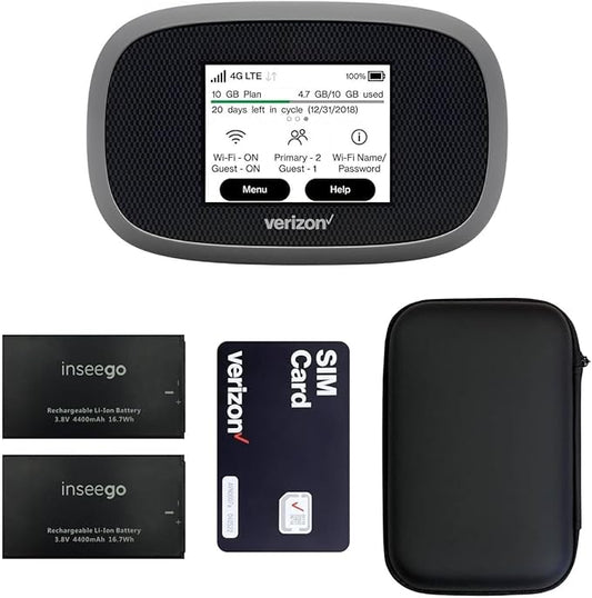 Verizon Wireless Jetpack Inseego MiFi 8800L | Free VPN Mobile Hotspot for Travel | 4G Mobile Portable WiFi | Unlocked Globally | Near 5G Speed up to 1200 Mbps | EVDO-LINK Bundle - Verizon Sim Card