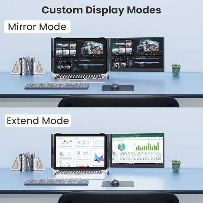 2025 Upgraded 14" Laptop Screen Extender, Ultra-Thin 1080P Laptop Monitor Extender, Ultra-Light Dual Screen Portable Monitor for 13-17.3" Laptops, Compatiable with Windows/Mac/Linux/Chrome/Android/iOS