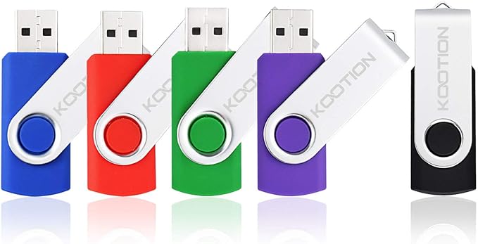 KOOTION 5 X 16GB USB Flash Drive 2.0 Thumb Drive 16 gb Memory Stick Swivel Keychain Design Mixcolor