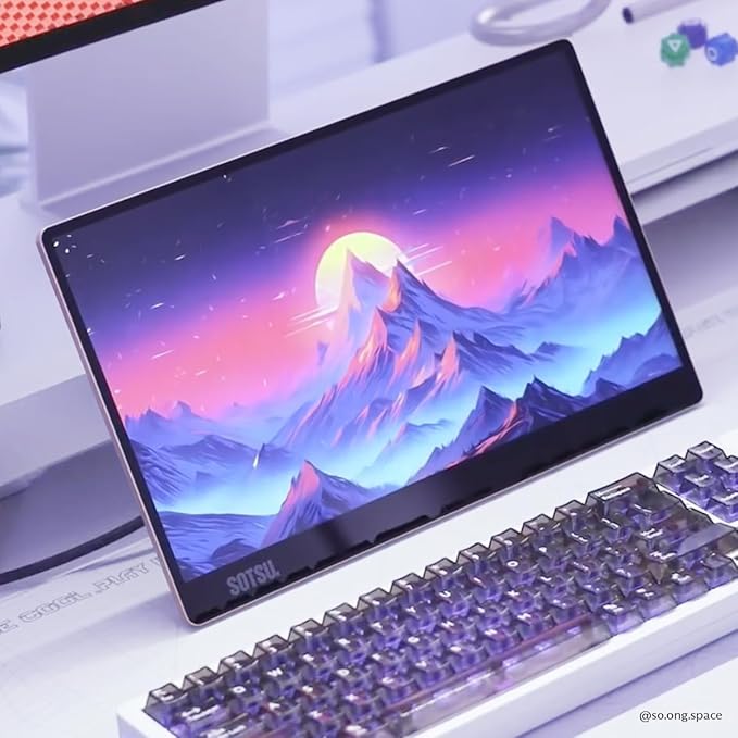 SOTSU FlipAction Go 14" Premium Portable Monitor SFA14PMML | Robust but Lightweight | Tempered Glass Cover | 1080p | 400 Nits | 100% sRGB | 5W | Super Versatile | USB C or Mini HDMI