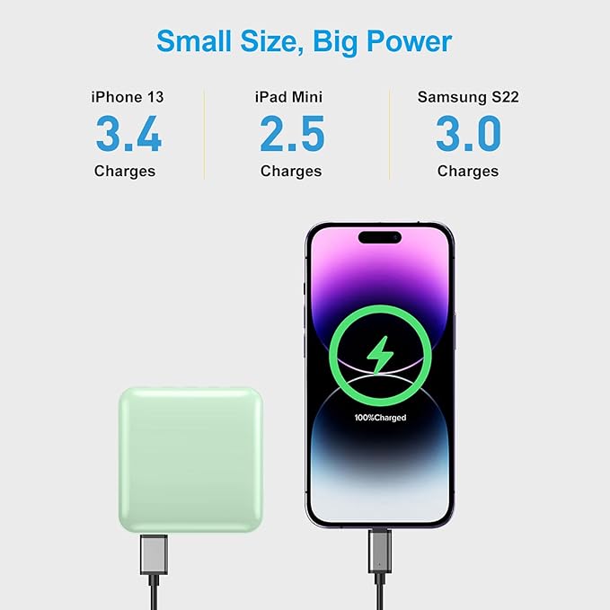 Portable Charger with Built-in Cable,12000mAh 22.5W Fast Charging Small Power Bank,USB C Input/Output with Smart LED Display,External Battery Pack for iPhone,Tablet,Samsung