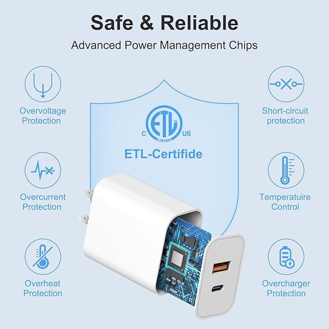 [4 Pack] USB C Charger Block Charging Block Type C Charger 20W Wall Chargers for iPhone Air/17/17 Plus/17 Pro/17 Pro Max/16/16 Plus/16 Pro/16 Pro Max/15/15 Pro/15 Pro Max/14/13/12 Pro/Samsung/Android