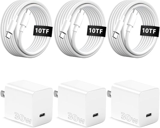 iPhone 15 16 17 Charger Fast Charging,10 FT Long USB C Charger Cord with 30W Type C Phone Fast Charging Block for iPhone 17/16/Pro/Pro max/16 Plus, iPhone 15/15 pro/15 pro max/15 Plus,iPad,Android