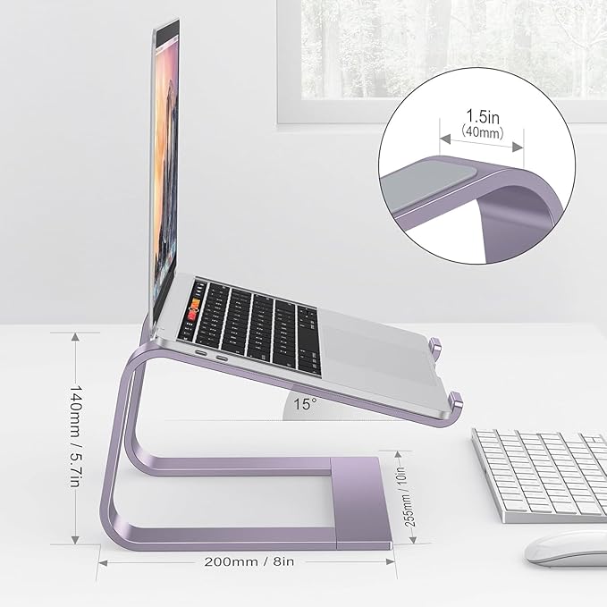 OMOTON Detachable Laptop Stand, Aluminum Mount for Desk, Compatible With MacBook Air/Pro, Dell, HP and All Laptops (11-16 Inch), Purple