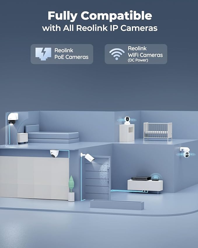 REOLINK 8CH Network Video Recorder for Home Security Camera System, Only Work with 16MP/12MP/4K/8MP/5MP/4MP REOLINK PoE IP Camera, 24/7 Recording to Pre-Installed 2TB Hard Drive, RLN8-410