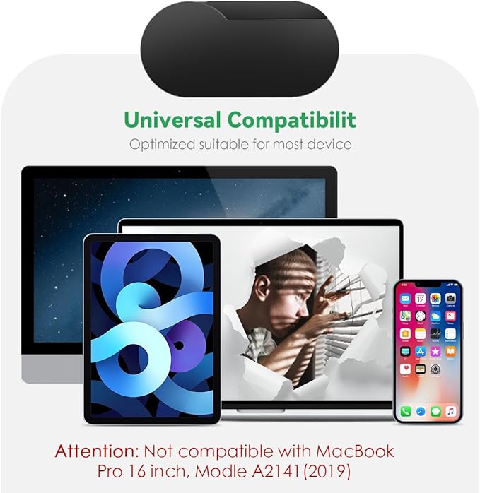 CloudValley [Upgrade Webcam Cover, 0.4 mm Ultra-Thin Metal, Rotating Camera Cover for MacBook Pro, Laptop, MacBook Air, iPad, Tablet, Mac, PC Accessories, 2 Pieces, Black