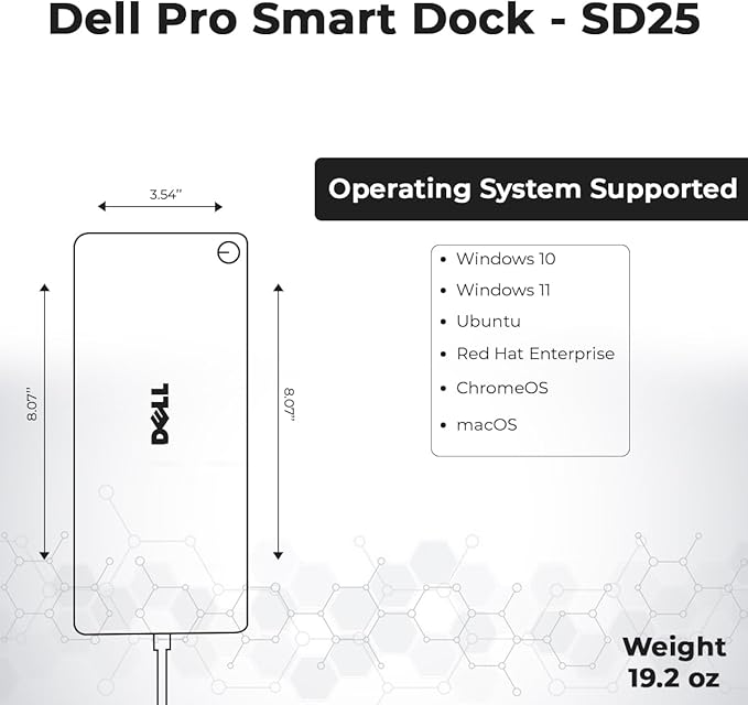 Dell Pro Smart Dock SD25 Bundle - 10Gbps, 3 Year Warranty, Supports Dual/Triple Monitors & 4K Displays with 180W Power Supply, HDMI, DisplayPort, USB C Cable, Cloth - Dell Docking Station