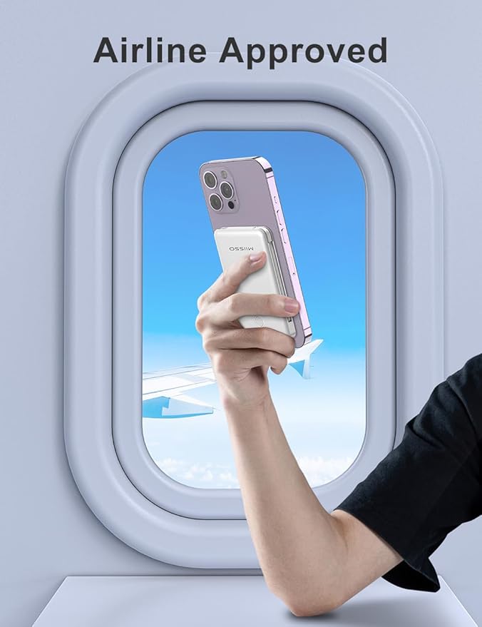 miisso 6000mah Ultra Slim Built in Cables Power Bank, Card Size Built in USB C Cords Battery Pack Portable Charger for Phones, 3 Output External Battery Pack Compatible with iPhone, Snow White