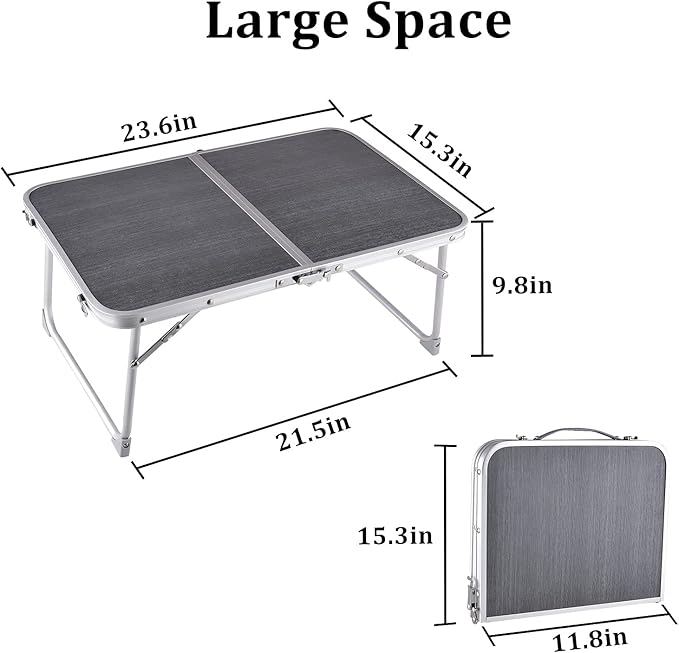 Foldable Laptop and Bed Table with Storage, Portable Mini Lap Desk for Legs, Ideal for Study, Reading, Picnic, Breakfast,and More