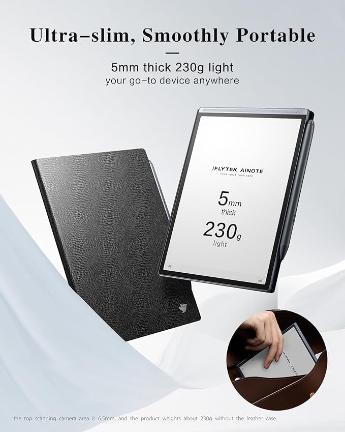 Protective Folio Case for iFLYTEK AINOTE Air2 Note-Taking Tablet 8.2", Premium PU Leather, Slim& Lightweight, Durable Cover with a Pen Clip,Water and Dustproof, Black